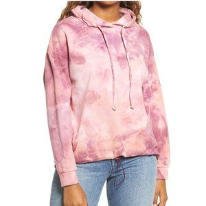 NWT Women's Bp. Tie Dye Fleece Pullover Hoodie Pink Tie Dye Size XS $50 G471